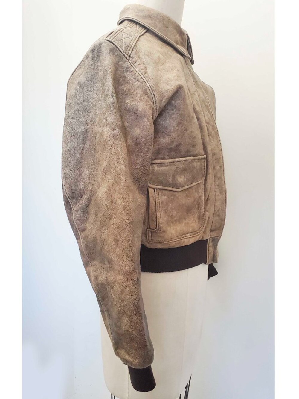 VTG L.L. Bean Women's "Flying Tiger" A-2 Leather Jacket Brown Bomber USA Made 6 - Picture 9 of 12